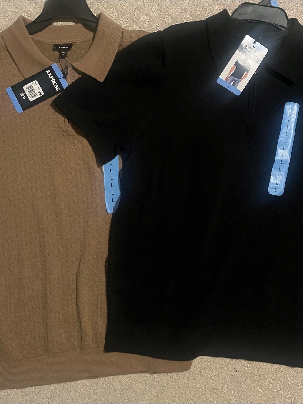 Express Men’s Polo Shirts - Black & Brown NEW LARGE